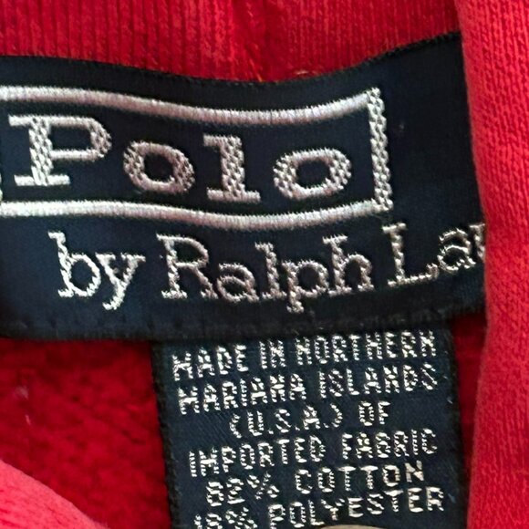 Polo Ralph Lauren Hoodie Sweatshirt Mens Large Red Distressed Faded Damaged - Picture 3 of 14